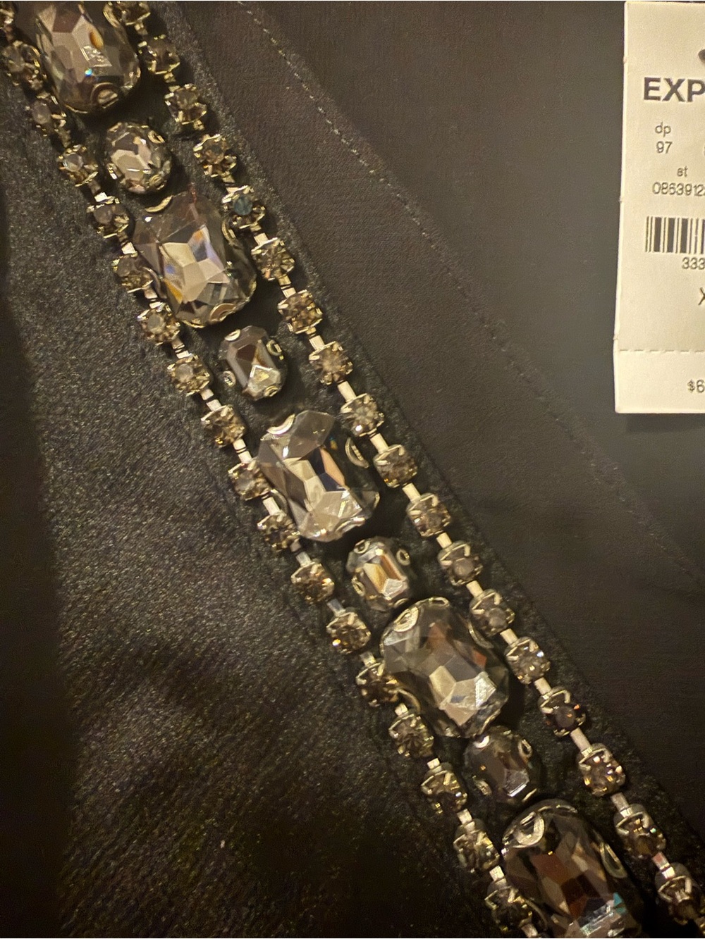 Express Black Satin V-Neck Jeweled Cami - Picture 3 of 4